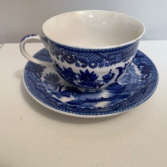 Vintage blue willow porcelain Cup and saucer Japan‎ - Picture 7 of 8
